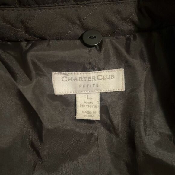 Charter Club Women's Black Quilted Lined Button Front Long Sleeve Jacket - Picture 7 of 7